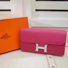 Hermes Constance Portemonnee Togo Leer Rose
