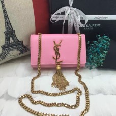 YSL kleine leren tas met kwastje 17 cm roze