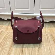 Hermes Lindy handtas 30cm bordeaux zilver