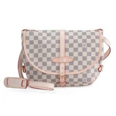 Louis Vuitton N48202 Saumur Crossbody Tas Damier Azur Canvas