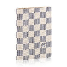 Louis Vuitton N60032 Paspoort Cover Damier Azur Canvas