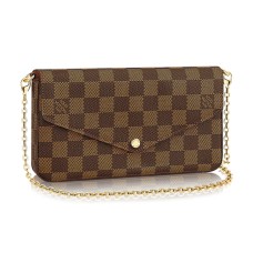 Louis Vuitton N63032 Pochette Felicie Chain Portemonnee Damier Ebene Canvas