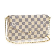 Louis Vuitton N63106 Pochette Felicie Chain Portemonnee Damier Azur Canvas