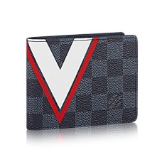 Louis Vuitton N64008 Slanke Portemonnee Damier Cobalt Canvas